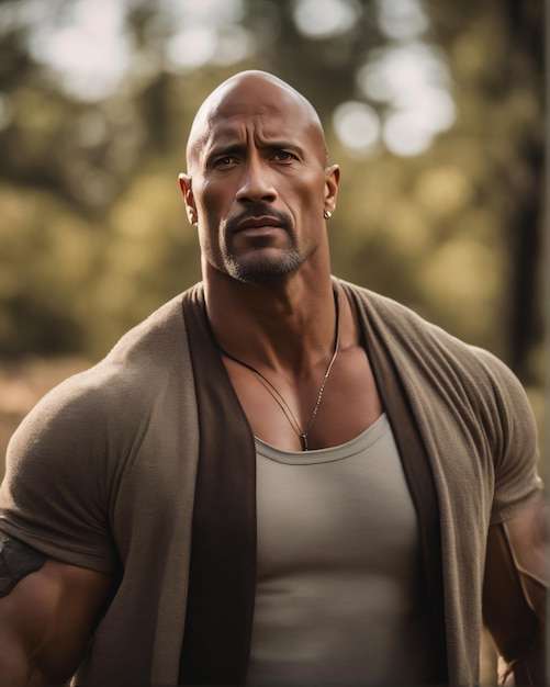 Photo dwayne johnson acteur américain scène de film portrait photo