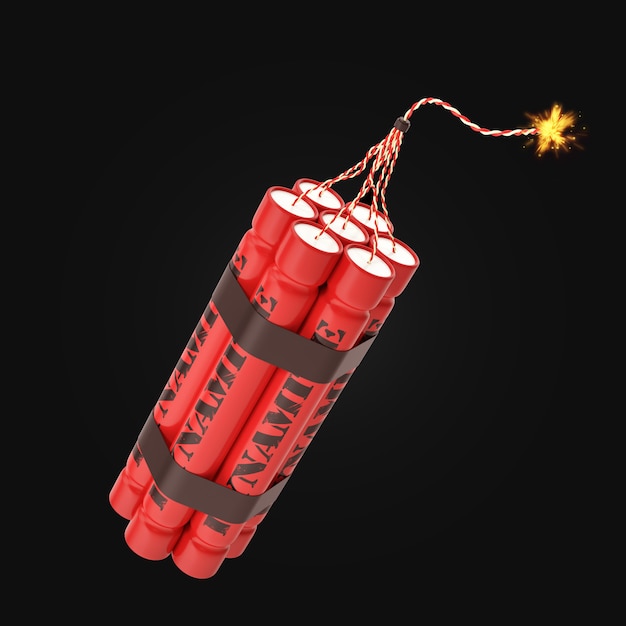 Dynamite rouge brûlant isolé
