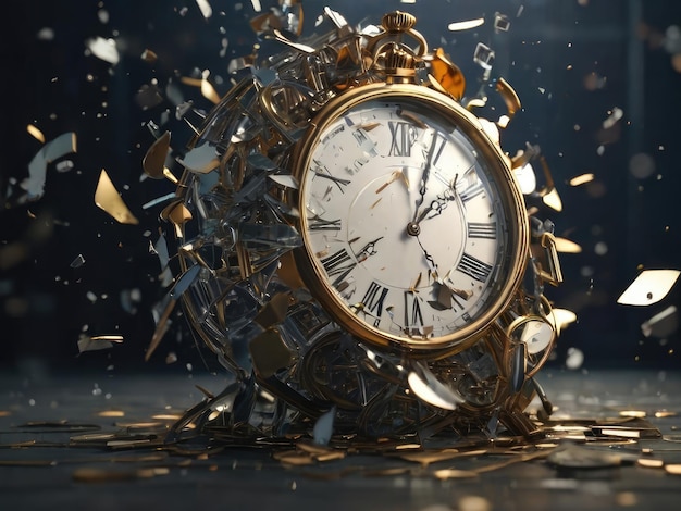 Dystopie de l'échéance Illustration captivante de l'horloge Le temps s'écoule Saisissez le moment qui l'a précédé