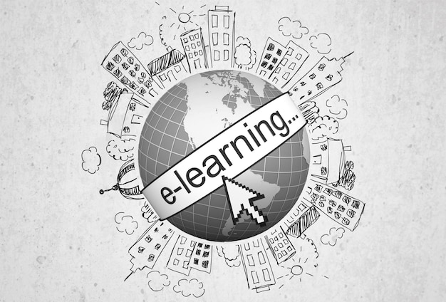 Photo e-learning, concept d'éducation en ligne