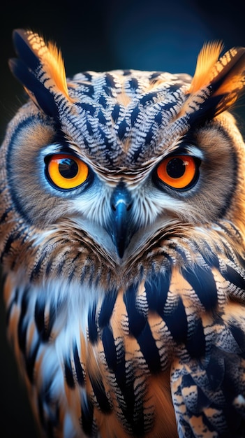 Eagle Owl Portrait debout dans l'arbre