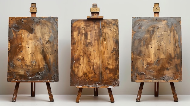 Easel avec des côtés en bois isolés sur blanc