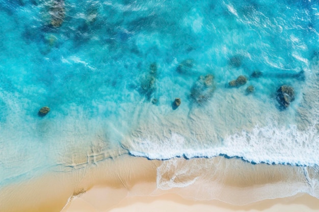 Eau bleue claire des vagues de l'océan le long de la plage