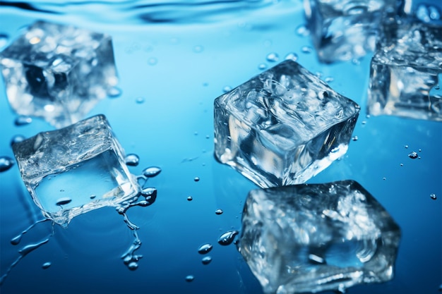 L'eau bleue fraîche ornée de formations abstraites de cubes de glace