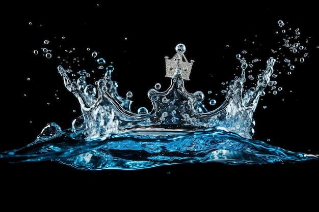 Photo l'eau bleue pure froide mouvement couronne éclaboussure et tourbillons tordues avec des gouttes