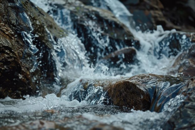 L'eau de la cascade en toile de fond