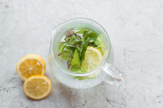 eau avec citron et menthe