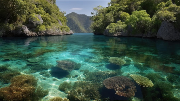 Une eau claire au milieu d'une île tropicale