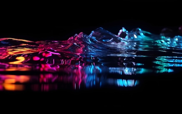 Photo une eau colorée éclabousse sur une surface noire.