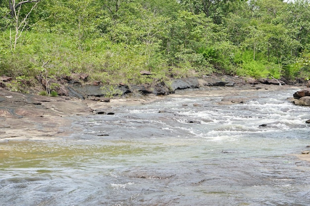 L'eau coule dans un ruisseau pendant la saison des pluies