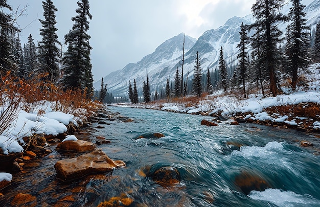 l'eau dans le grand lac dans le style de la montagne