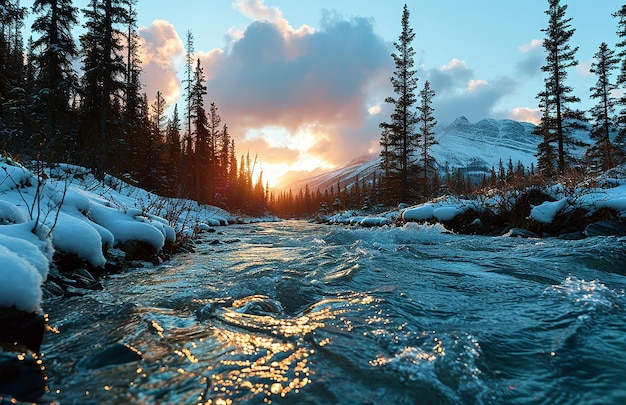 Photo l'eau dans le grand lac dans le style de la montagne