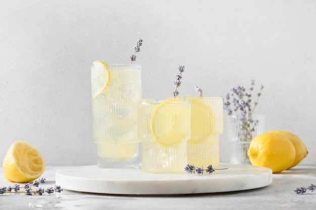 Eau détox infusée à froid ou limonade au citron et à la lavande