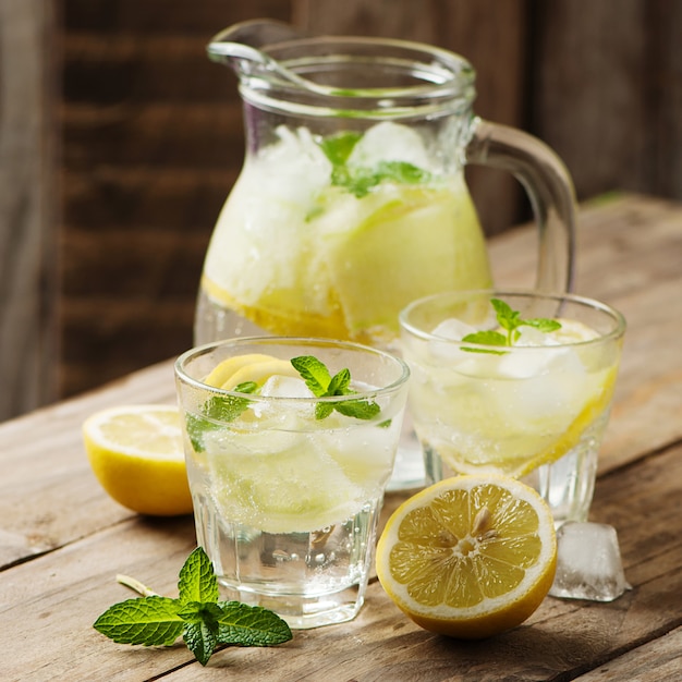 Eau douce au citron, menthe et concombre