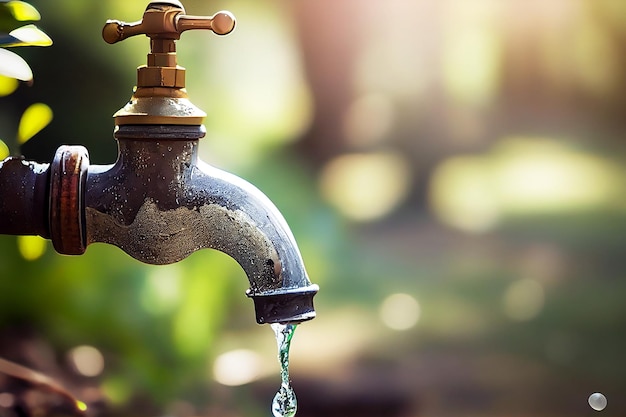 L'eau du robinet dans le jardin Sauvez la planète En augmentant le prix de l'eau Sauvez la Terre Sauvez l'eau