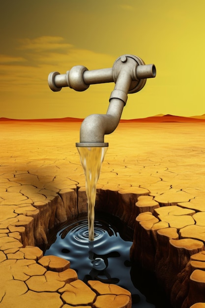 eau du robinet dans la terre sèche