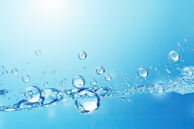 l'eau éclaboussée avec des bulles et bleu blanc bleu clair