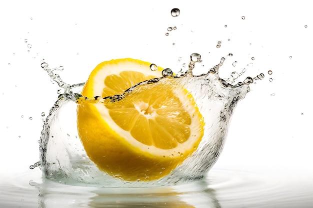L'eau éclaboussée sur le citron citron frais