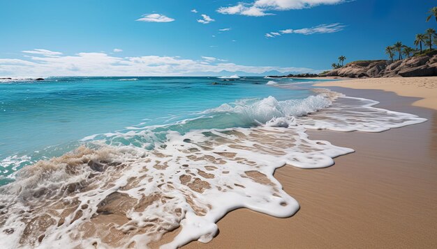 L'eau est bleue et blanche.