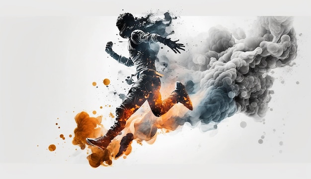 Eau et Feu Jumpman dans Smo redevance dreamtime fond blanc image Ai art généré