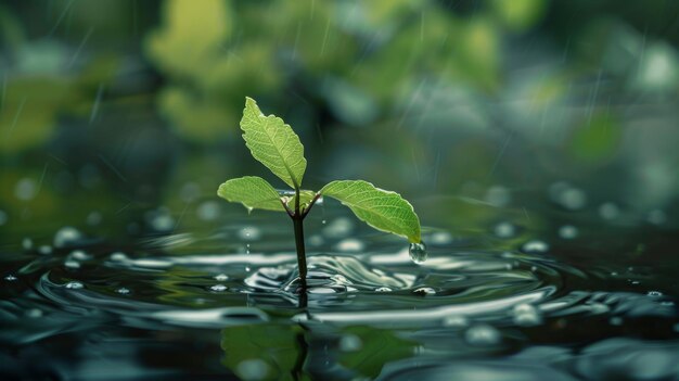 Photo eau de feuilles de plantes à croissance naturelle