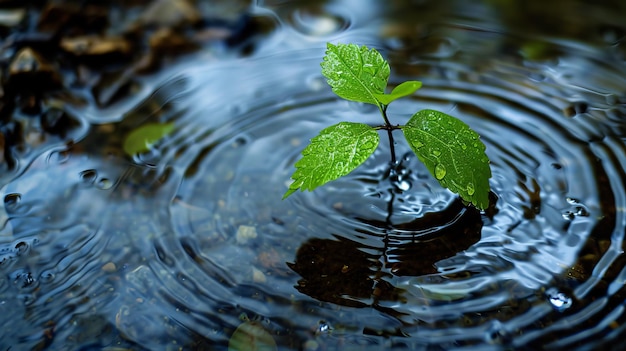 Photo eau de feuilles de plantes à croissance naturelle