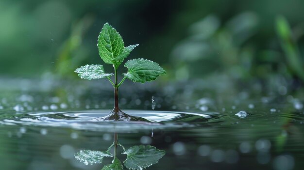 Photo eau de feuilles de plantes à croissance naturelle