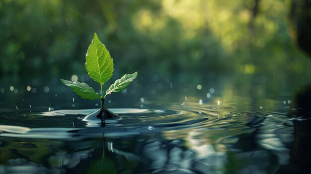 Photo eau de feuilles de plantes à croissance naturelle