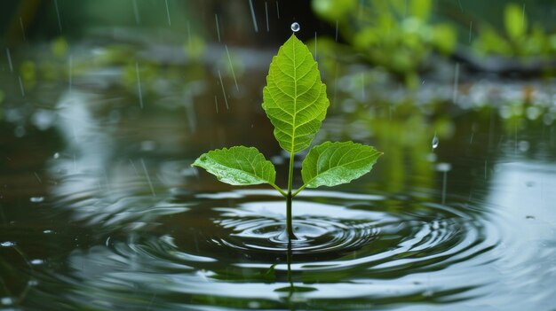 Photo eau de feuilles de plantes à croissance naturelle