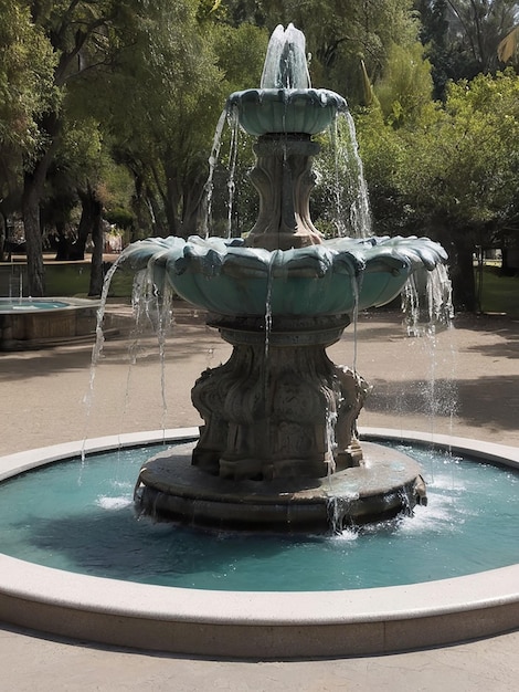 Photo l'eau de la fontaine tombe au milieu de la route.