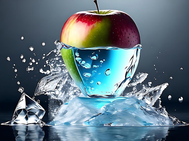 eau froide de pomme éclaboussure de glace ai