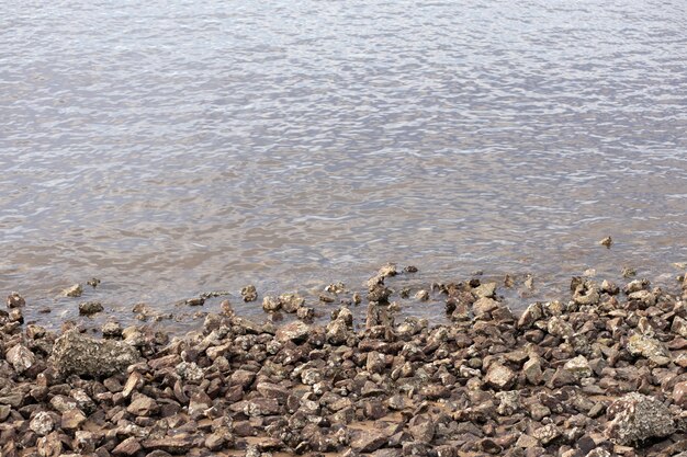 Eau de mer claire et rochers au fond.