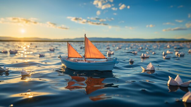 eau de mer et fond de ciel bleu IA générative