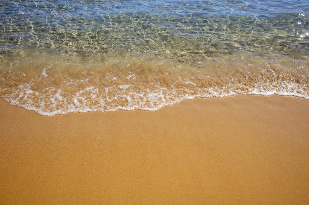 L'eau de mer transparente sur une plage de sable fin