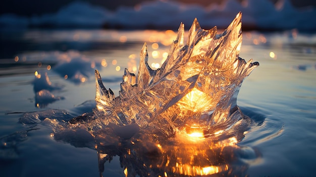 De l'eau et un morceau de glace