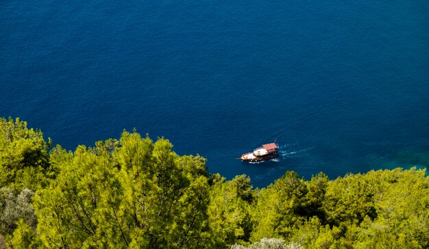 l'eau de l'océan bleu au calme et en bateau