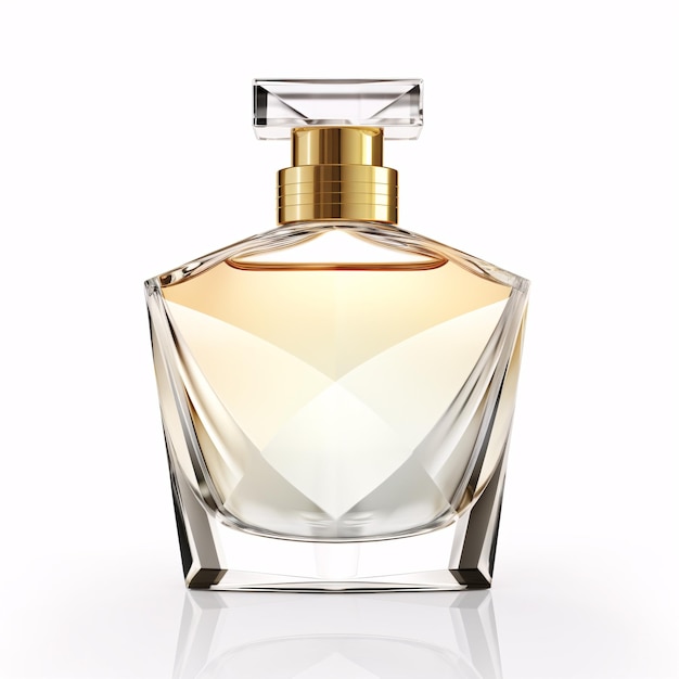 Eau de parfum pour hommes dans une belle bouteille en verre transparent isolée sur un parfum blanc pour hommes