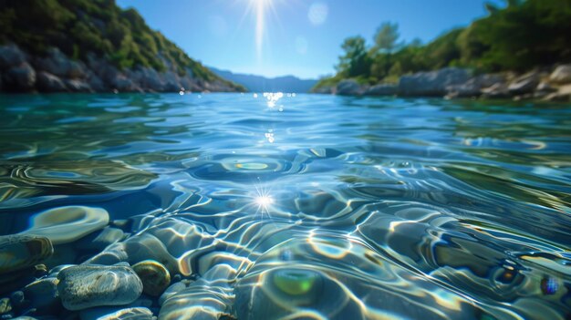 Photo l'eau pétillante propre brillant sous le soleil illustration générée par l'ia