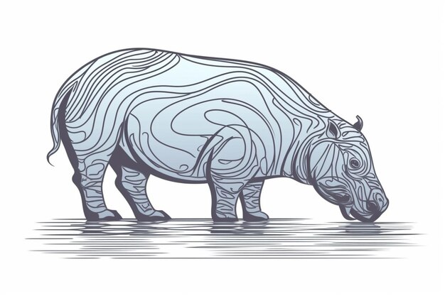 Photo eau potable de rhinocéros sur fond blanc. illustration vectorielle. illustration stock