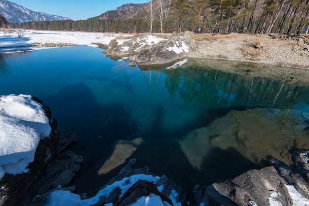 Eau pure cristalline du lac bleu