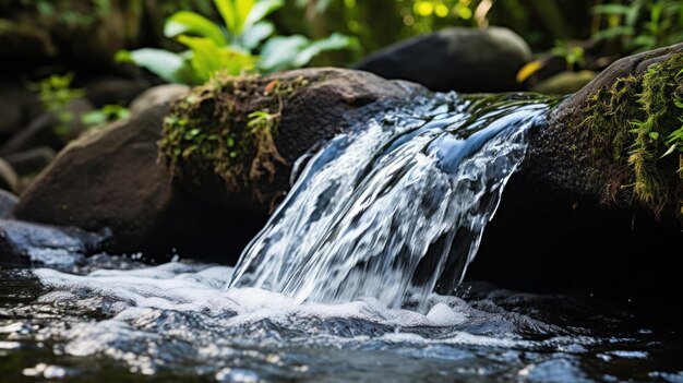 Une eau qui coule sur les rochers