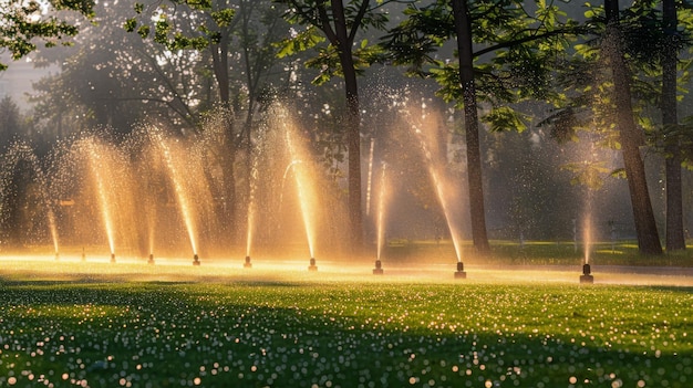 L'eau s'échappe de l'étang au coucher du soleil