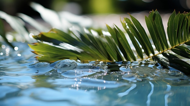 L&#39;eau tombe sur les feuilles