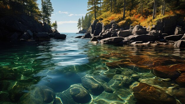Photo eaux fraîches et riches au large de la côte canadienne photographie professionnelle générative ai