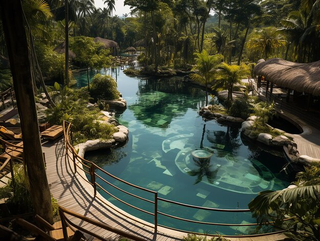 Des eaux tranquilles Vue d'en haut d'une piscine immaculée