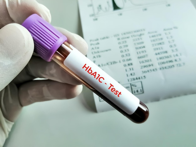 Photo Échantillon de sang pour test hba1c ou hémoglobine a1c