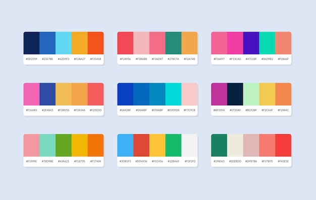 Des échantillons de catalogue de la palette de couleurs Pantone en hexagramme rgb