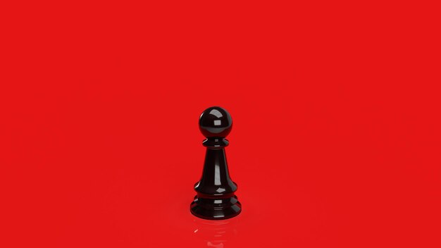 Les échecs noirs sur fond rouge pour le rendu 3d d'affaires ou de concept abstrait