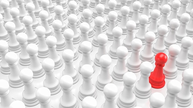 Les échecs rouges et blancs pour le rendu 3d du concept d'entreprise