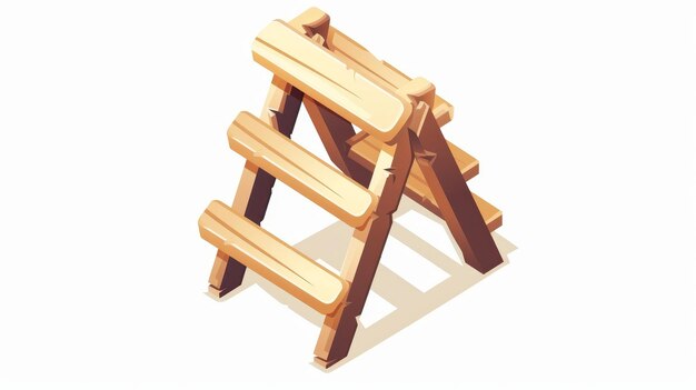Une échelle en bois symbole de succès icône isométrique de la construction pour la réparation dans un format moderne de dessin animé